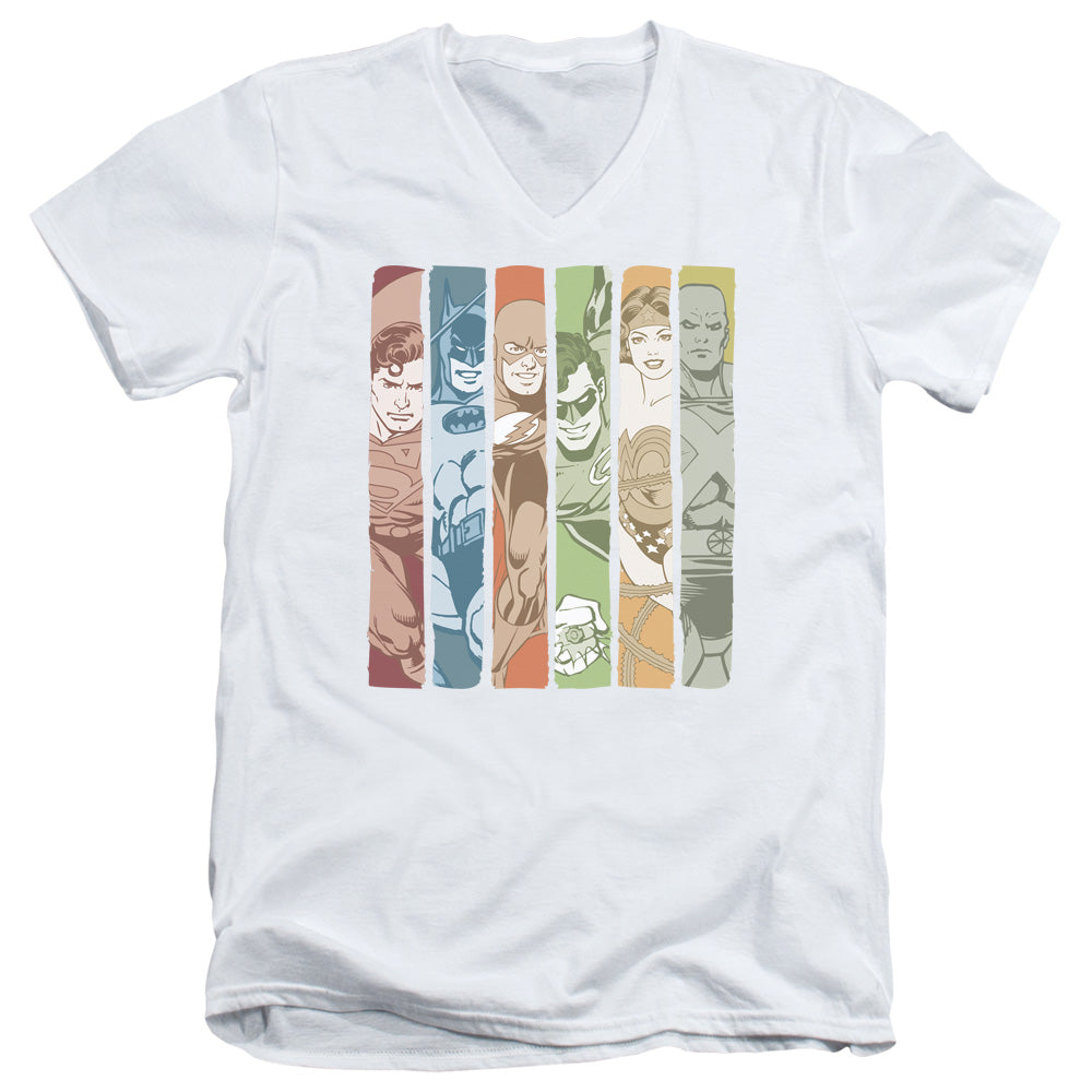 Dc - Justice League Columns Short Sleeve Adult V Neck