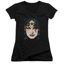 Load image into Gallery viewer, Dco Jla - Wonder Woman Head Junior V Neck
