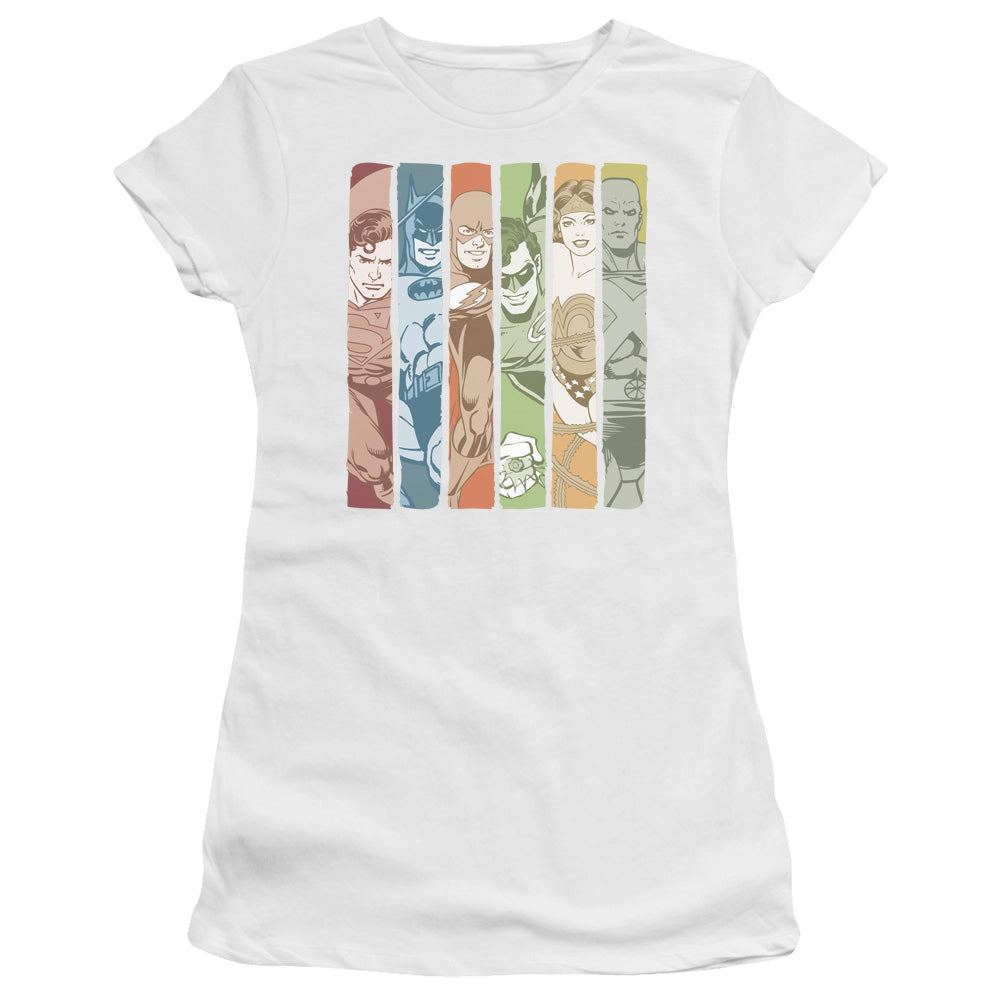 Dc - Justice League Columns Short Sleeve Junior Sheer